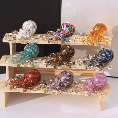 Wholesale Natural Healing Crystal Chips in Resin Octopus for Home Decoration
