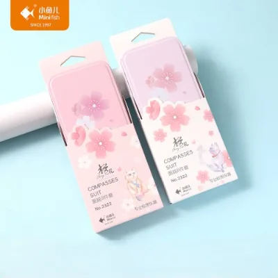 Sakura Metal Compass Set with Pencil Eraser Sharpener and Ruler Student School Supply in Metal Box