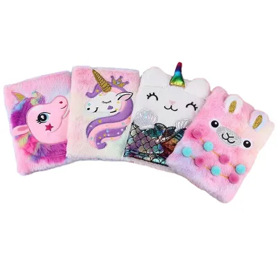 A5 High Quality Popular Plush Notepad Fluffy Notebook Anime School Diary unicorn Note Book Pad