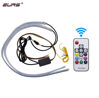 RGB Flexible LED DRL for Headlight RGB with Remote Control 30cm 45cm 60cm Flowing Day Light