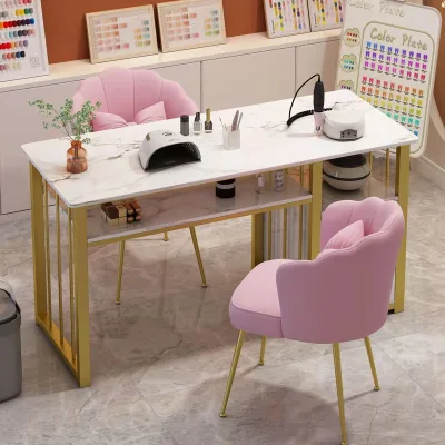 K Nail Table Modern Light Luxury Double-layer Set Nail Salon Nail Chair Rectangular Makeup Table