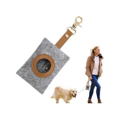 Leash Hanging Felt Dog Waste Bag Dispenser Pet Poop Bag Holder Dog Pet Waste Bag Carrier for Dog Training