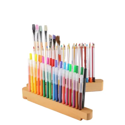 Wholesale Chic Handmade Wooden Desktop Standing Pencil Stand,muti Size Pencil Display Rack