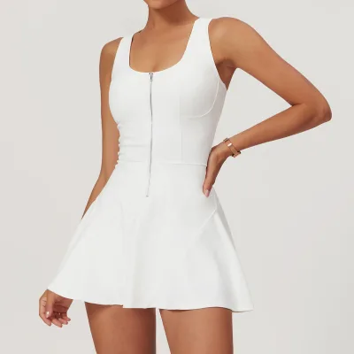 Nude Anti-slip Bottoming Sports Dress Women Summer New Outdoor Running Fitness Tennis Dress 8832