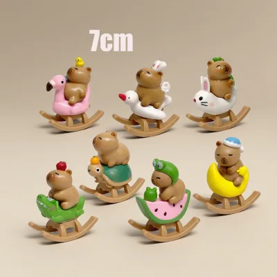 Capybara Rocking Horse Plastic Figure Toy Trendy Animal Collectible Kids Room Decor Stocking Stuffer Hot Toy