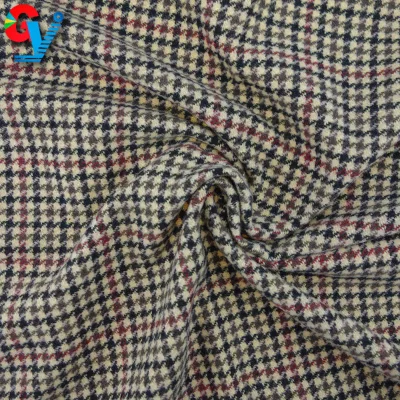 2025 New Arrival Houndstooth Tweed Wool Blended Woven Fabric for Suit Coat