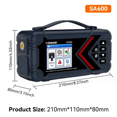 Multilingual Unique Emergency Tool 120PSI Tire Inflator SA600 12V Roadside Jump Starter Battery Tester