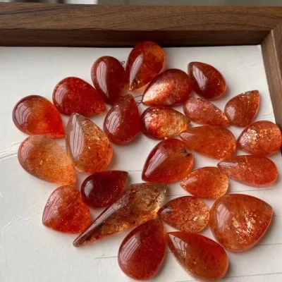 Natural Gold Sunstone Water Drop-shaped Pendant