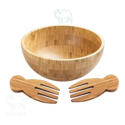 Moisture-Proof Wood Salad Bowl Modern Design Wood Serving Bowl Anticorrosive Large Bamboo Bowl