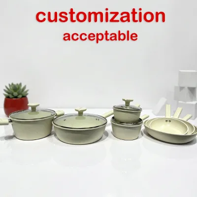 Wholesale 11pcs PTFE Coated Carbon Steel Nonstick Lightweight Cookware Set Kitchenware Ollas De Cocina Cooking Pots and Pans