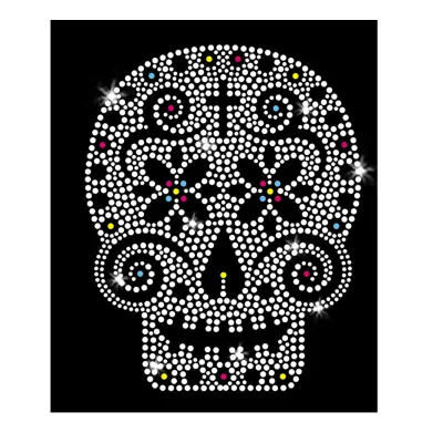 Sugar Skull Rhinestone Transfer Halloween Iron on Rhinestone Transfer