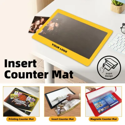 Custom Insert Counter Mat with Display Window | Promotional Top Mat for Brand Logo Advertising in Retail & Hospitality