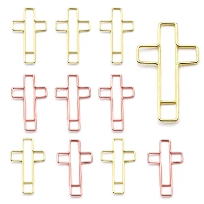 Customized Cross Shaped  Paper Clip Gold & Rose Gold Metal  Paper Clips
