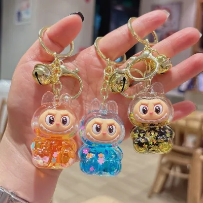 Lovely Keychain Cartoon Labubuu Quicksand Key Chain 3d Doll Keychains Wholesale Bag Ornament Key Chain Promotional Gift