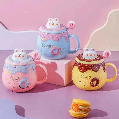 Japanese Ceramic Coffee Cup Cat Mug Cute Mug With Lid Creative Mug Water Cup Breakfast Milk Coffee Office Couple