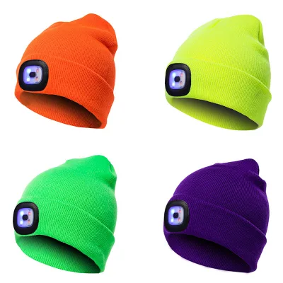Outdoor Winter Warm Unisex USB Rechargeable LED Light up Knit Toque Cap Beanie Hat With LED Lights
