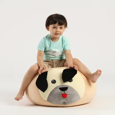 Modern Animal Design Cute Dog Velvet Round Stool Bean Bag Chair For Kids Lazy Sofa