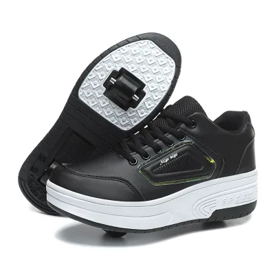 Fashion Breathable Anti-slip Sneakers Girl Boys Children's Casual Shoes Skating Sneaker Children Outdoor PU Roller Shoes