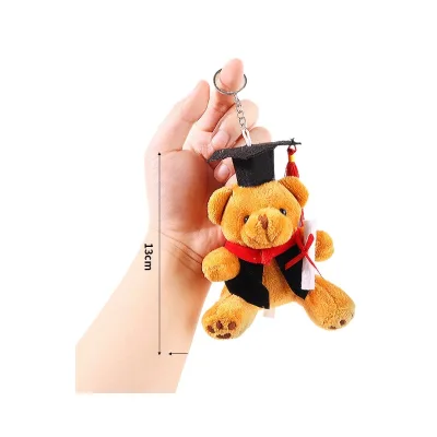 Cute Little Bear Doctor Dress Plush Keychain Soft Metal Pendant Doll Gift for Graduation Season Wholesale Available