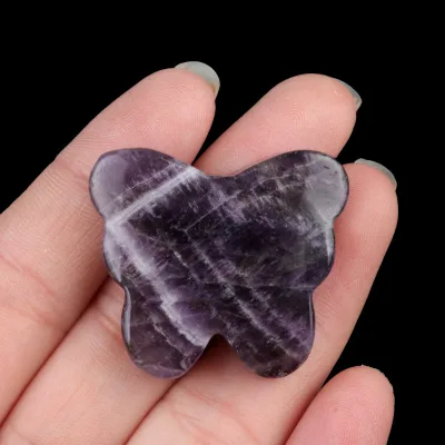 HY Hand-made Cute Mini Gemstone Amethyst Butterfly Ornament Natural Stone Crystal Craft