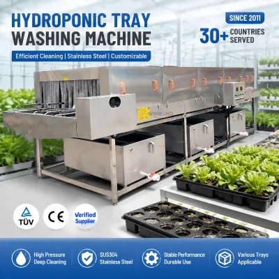 Tunnel Type Nursery Tray Washing Machine Seedling Crate Cleaner for Commercial Greenhouse
