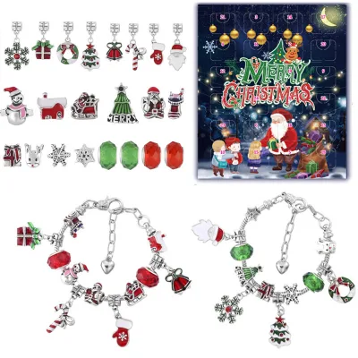 Simple Easy DIY Christmas Jewelry Making Kit Plastic Pendant Charms Bracelet for Gift Readymade for Kids & Adults
