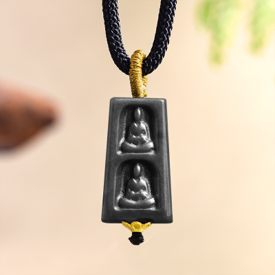 Natural Hetian Jade Black Jade Buddha Jade Pendant Original Design Chinese Style UNISEX Jewelry Appraisal Certificate HT42