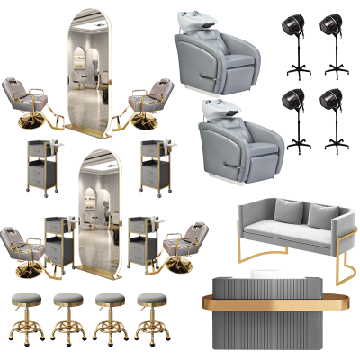 Economical Salon Hairdressing Furniture Set Styling Chairs Mirror & Storage Cabinet for Hair Salon