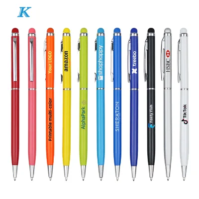 Highly Cost-Effective Luxury Printed Screen Steel Ballpoint Pen Custom Branded 1.0mm Logo Pen for Business Promotion