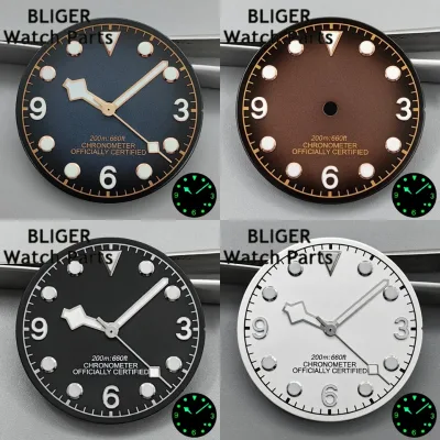 BLIGER 29mm Vintage Watch Dial Snowflake Watch Hands Green Luminous Fit NH34 NH35 NH36 ETA2824 2836 MIYOTA8215 DG2813 PT5000