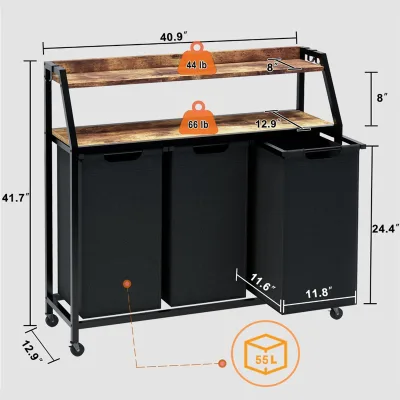 Convenient Multi-Layer Detachable Metal Storage Basket Simple Design for Laundry Sorting Bathroom Bedroom for Dirty Clothes