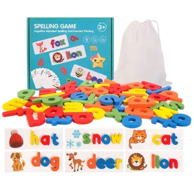 2024 Montessori Alphabet Blocks Puzzle Wooden Intelligent Spelling Game Educational Toys for Kids