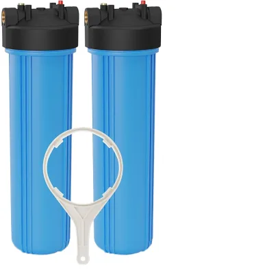 Heavy Duty 20" Big Blue Water Filter Housing with Brass Port - White Opaque Anti-Algae Sump - NPT/BSP 1" Connections
