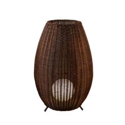 Rattan Hotel Modern Decoration Led Black Standing Light Outdoor Rattan Tripod Floor Lamp