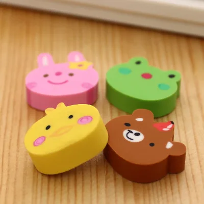 Copllent Frog Bear 2D HotSale Cheap Promotional Custom Pencil Eraser Cartoon Erasers Cute Cartoon Animal Shape