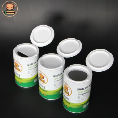 Salts Canister Shaker Lids Spice Paper Cans With Airtight Easy Peel Off Lid and Sifter Cover