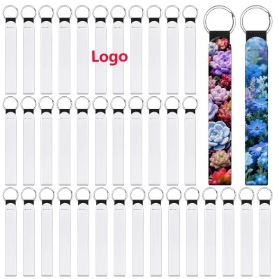 Sublimation Wristlet Blanks Keychain Bulk Wholesale Black Nylon Strap White Neoprene Sublimation Keychain Blanks Products