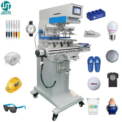 Big Oil Cup Servo Pad Printer 4Colour Safety Helmet Horizontal Consumables Pad Printing Machine for Birthday Number Candles Wood