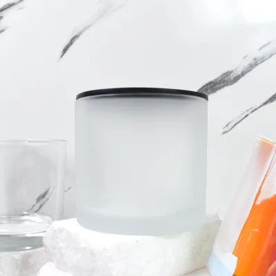 Apothecary Dubai Luxury Custom Colors Logo Lids Geo Cut Glass Candle Sample Jars with Cylinder Lid for Home Decoration