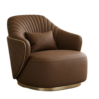 High End Nordic Modern Fabric Armchair with Wood Legs Adjustable Luxury Swivel Chair for Living Room & Bedroom