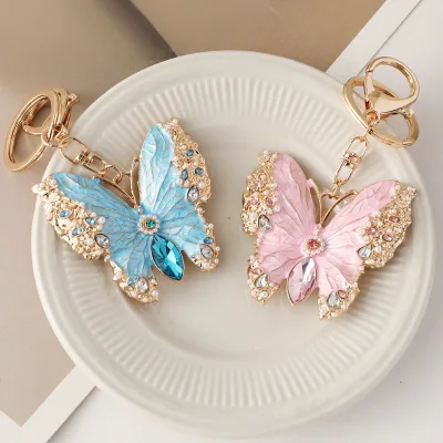 New Glazed Butterfly Brooch Keychain Dual-use Enamel Oil Dropping Coat Bag Pendant Small Advertising Gifts