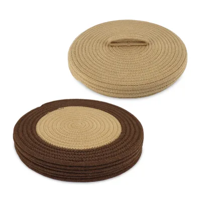 Cotton Rope Placemats Christmas Cloth  Plate Mats with Holder for Dining Table Luxury