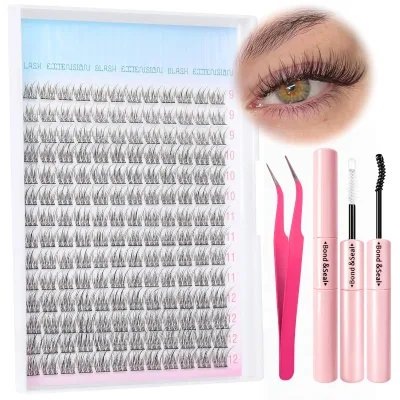 Large Pack Triple-Fish 100pcs Natural Cluster Lashes Soft Natural Segmented DIY False Eyelashes European Style for Party/Cosplay