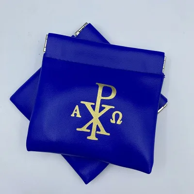 Rosary Pouch Bag for Women Leather Holder with Zipper Gold Cross Imprint Case Portable Religious Bag for Travel Christmas