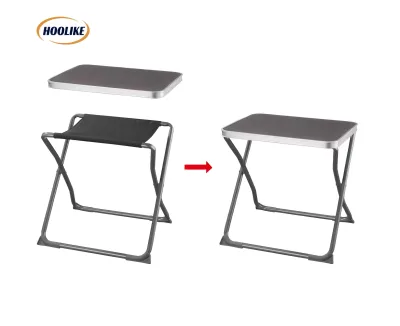 Outdoor 2 in 1 Folding Patio Camping Chair and Table Collapsible Folding Table with Adjustable Fishing Stool