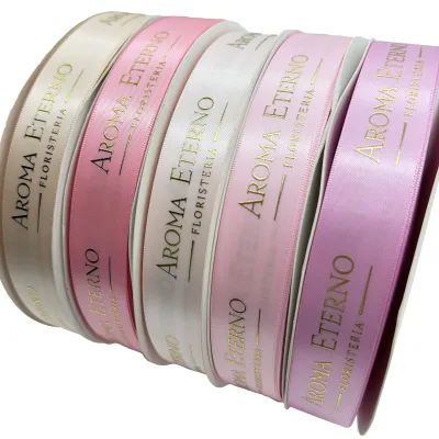 Custom Printed Polyester Silk Satin Ribbon Flower Cake Gift Wedding Decoration Luxury Ribbon