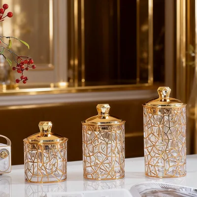 Wholesale Arabia Gold PET Storage Jar with Lid Arabic Embossed Canister for Candy Buffet Event Party