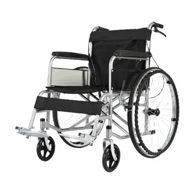 Installation-Free Folding Lightweight Inflatable Carbon Steel Wheelchair for Disabled Elderly 90kg Capacity China