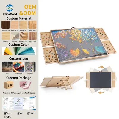 HaiNa Polished Tilting and Rotating Rectangle Puzzle Board Jigsaw Table with 4 Drawers From Shandong