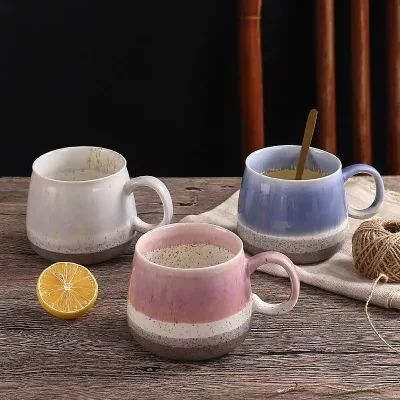 Nordic Kiln-Changed Glaze Ceramic Large-Capacity Mug with Lid High-Value Office Travel Beer Drinking Water Coffee Mug